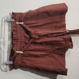 Free People Shorts Womens Size S Paperbag Brown Light Cotton Baggy